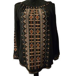 Tory Burch Tunic Top 10 Boho Aztec Embroidered Dark Academia Old Money Luxury